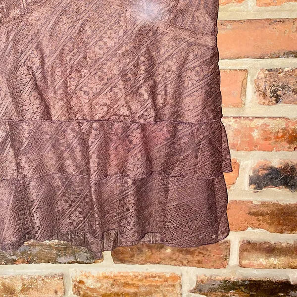 Galeno Brown Lace Vintage Y2k Sleeveless Tiered Layered Top Women's Size XL - Image 3
