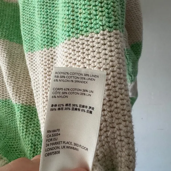 Free People Cassidy Off the Shoulder Pullover‎ Sweater Green Stripe Relaxed - Image 4