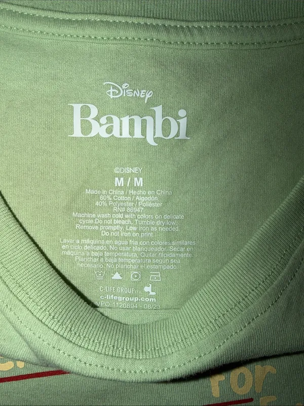 Disney Bambi Graphic Tee - Green Shirt - Image 3
