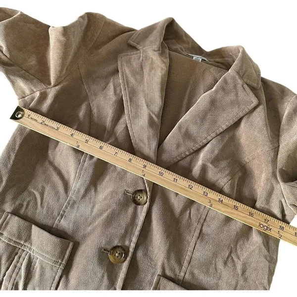 Kim Rogers Dark Academia Faux Suede Corduroy Blazer Jacket Two Button Pleated Pocket 10P - Image 13