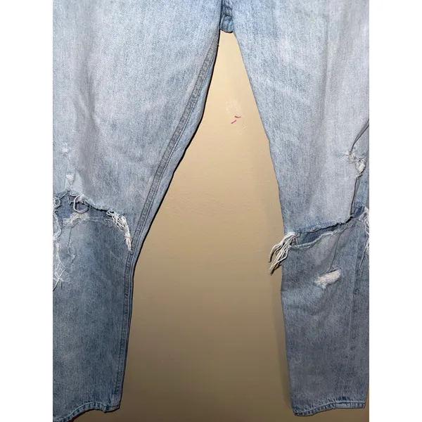AGOLDE Riley High Rise‎ Straight Crop Jeans Light Wash Distressed Blue Size 25 - Image 3