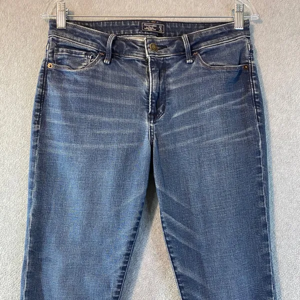 Abercrombie & Fitch Harper Low Rise Ankle Women's Size 27/4s Blue‎ Raw Hem EUC - Image 3