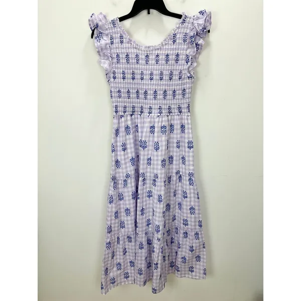 J.Crew Tall Ruffle Sleeve Smocked Midi Dress Printed Cotton A Line Large NWT - Image 11