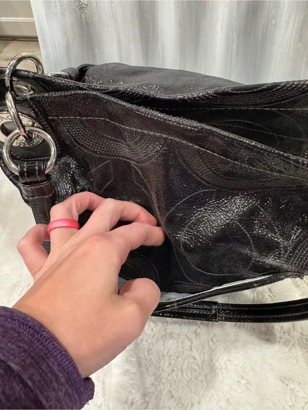 Coach Alex Signature Black Patent Leather Double Handle - Image 9