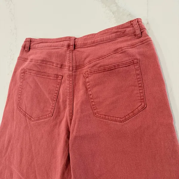 Entro High Rise Wide Leg Denim Jeans Womens Size Large Rust Red Bohemian Stretch - Image 7