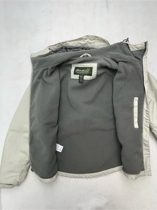 Eddie Bauer Womens Gray Hooded Thermore Insulated Fleece Lined Jacket Small - Image 8