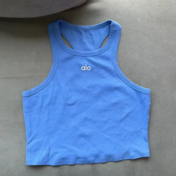 Alo Yoga Aspire Tank Crystal Clear Blue/White L - Image 2