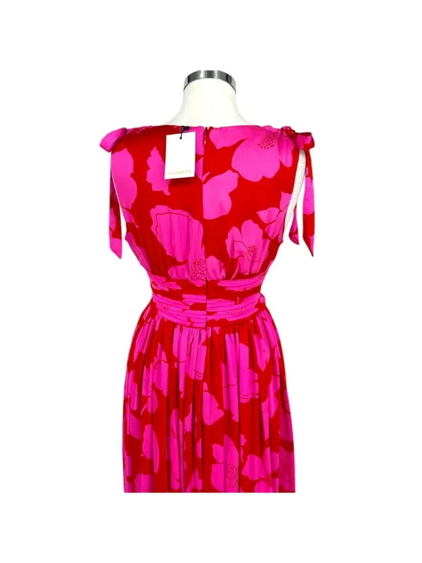 Sugarlips Caribbean Crush Descanso Pleated Maxi Dress Pink Red Size XS NWT - Image 9