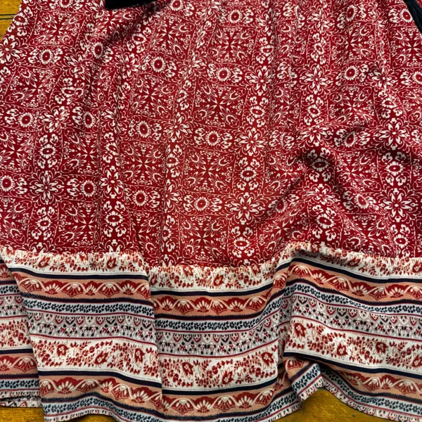 Knox Rose Womens Red Medallion Floral Print‎ Tassel Boho Midi Dress Medium - Image 2