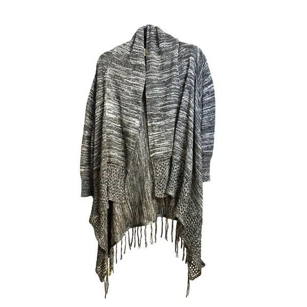 One World Size XL Live and Let Live Women's Cardigan Sweater Gray/Black - Image 6