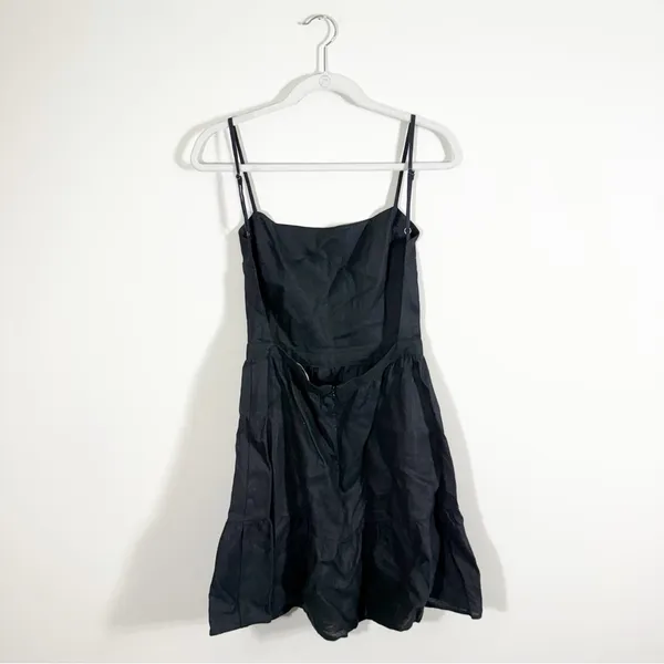 Reformation 100% Linen Black Mini Dress Open Back Size 6 - Image 3