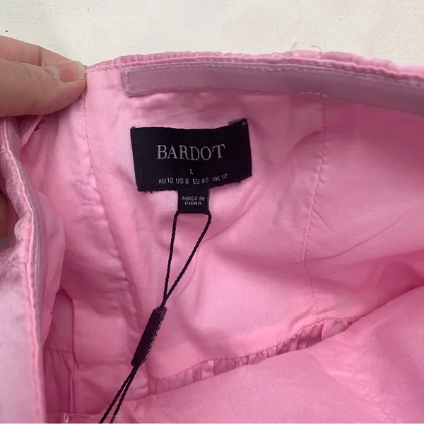 Bardot Fleurette Lili pink size 8 large new mini dress strapless romantic preppy - Image 4