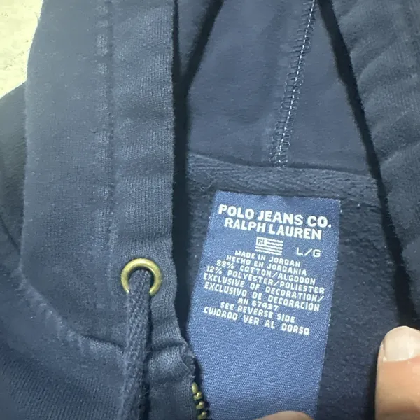 Vintage Polo Jeans Company Ralph Lauren Women's Zip Hoodie Sweatshirt Blue SZ L - Image 6