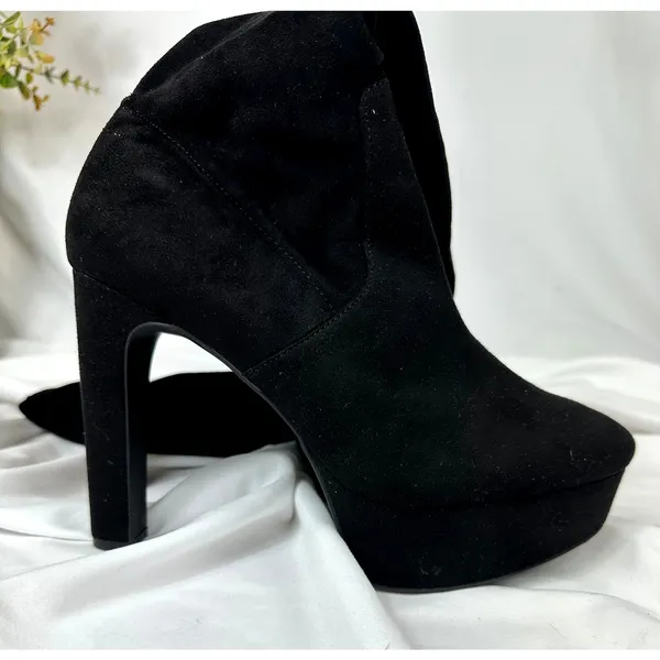 H & M Thigh High Platform Boots Stretch Faux Suede Black 10 - Image 14