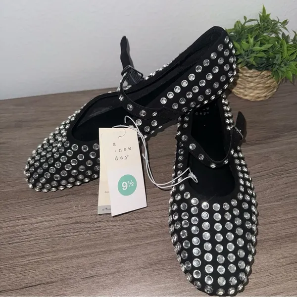 Women's Issa Rhinestone Mary Jane Ballet Flats - A New Day™ Black - Image 2