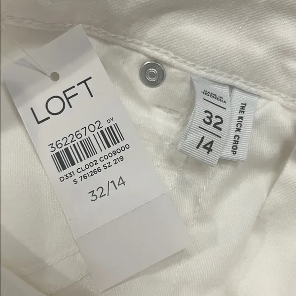 NWT LOFT kick crop high rise curvy fit stretch denim jeans white 14/32 - Image 8