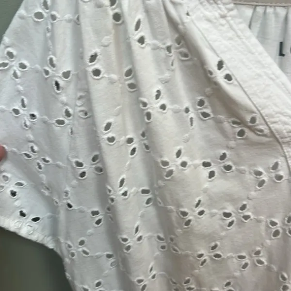 LOFT Cream Boxy Short Sleeve Blouse - Image 3