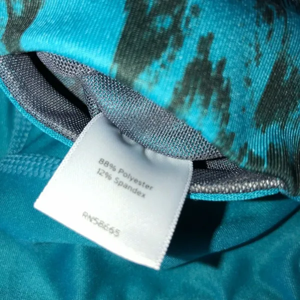 Z by Zella Womens Leggings Sz S Ikat Print Teal‎ Black Tie Dye Look Capri Length - Image 8