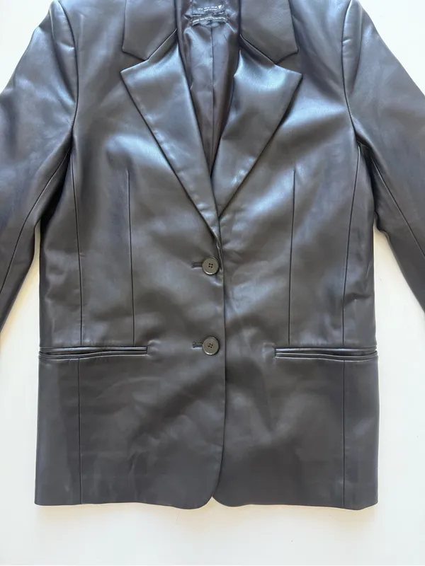 Zara Faux Leather Black Jacket Size Small - Image 4