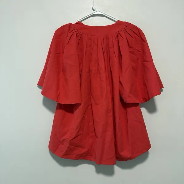 Pomander Place Tuckernuck‎ Finley Flutter Sleeve Notched Neck Pink Cotton Blouse - Image 7