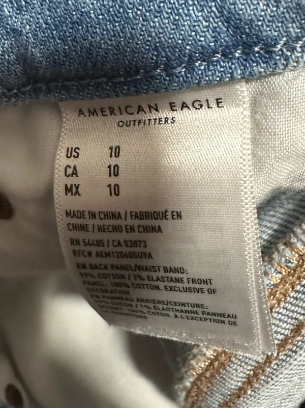 American Eagle Outfitters Light Blue Distressed Denim Cutoff Shorts - Image 4