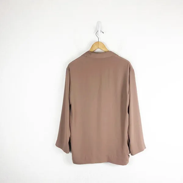 Aritzia Babaton Maeve Blazer Cardigan Small Brown Draped Oversized Button - Image 11