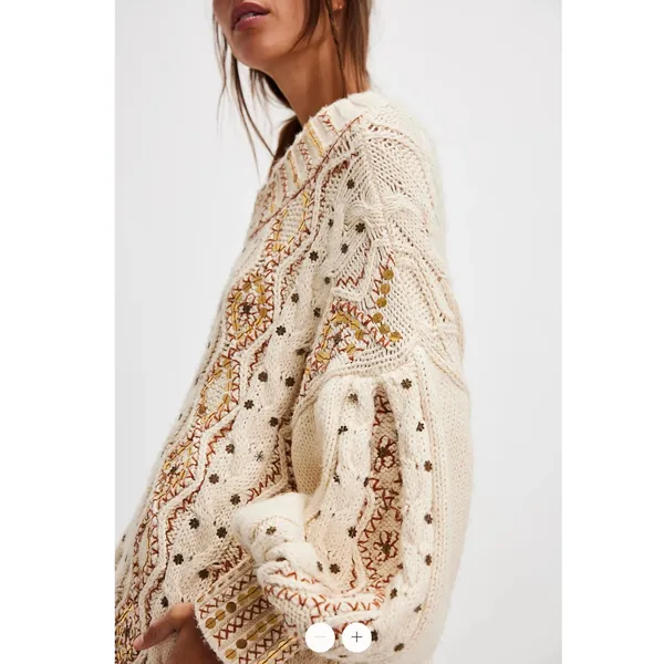 NWOT Free People Gilded Cable Embellished Sweater - Image 5