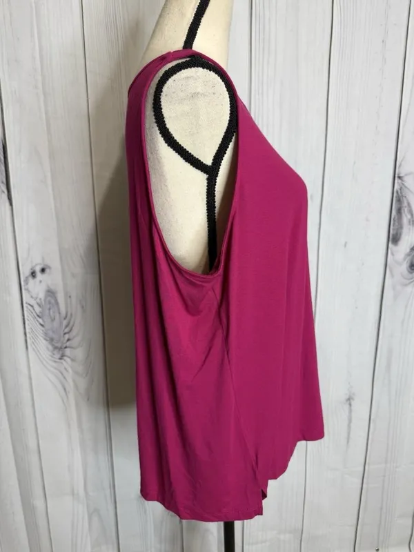 Chico's Sleeveless V-Neck Tank Top Size 3 XL Hot Pink Minimalist Capsule Rayon - Image 5