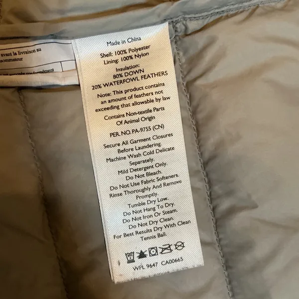 Eddie Bauer 650 Down Puffer Jacket Beige Quilted Full Zip Women XS Lightweight - Image 9