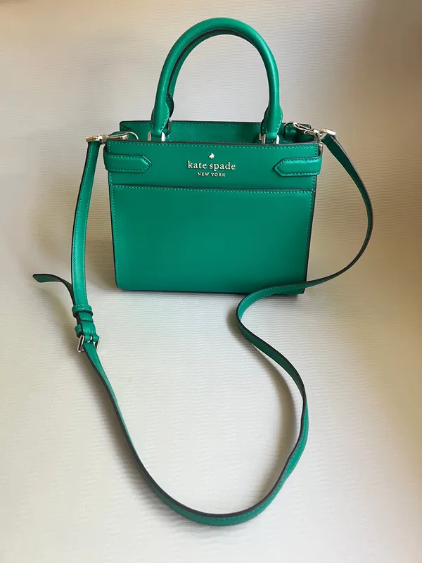 Kate Spade Staci Medium Satchel Green Saffiano Leather Crossbody Bag - Image 2