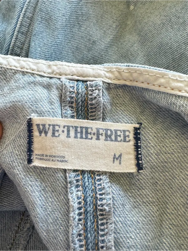 We The Free People High Roller Shortall Denim Overall M Bright Eyes Baggy 90s - Image 4
