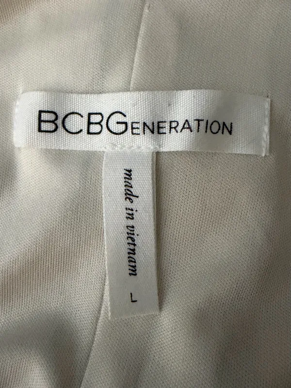 BCBGenetation White & Multi Striped Midi Dress w/Spaghetti Straps Pockets Large - Image 6
