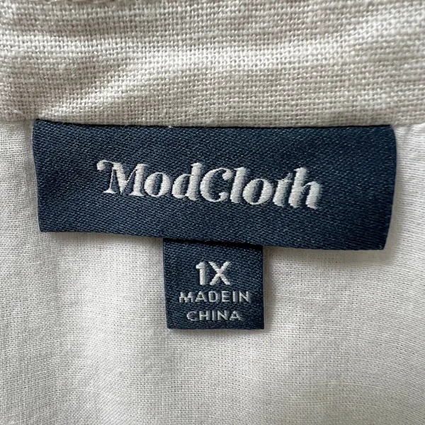 ModCloth Linen Blend Shirt Dress 1X Coastal Soft‎ Girl Minimalist Beige Pockets - Image 4