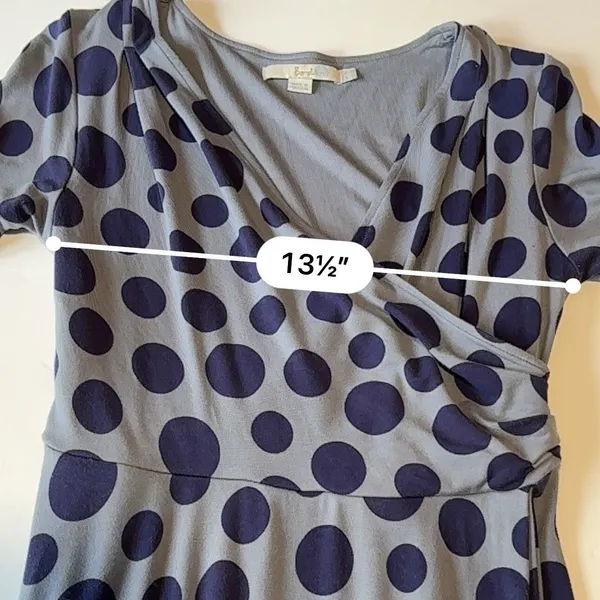 Boden Dress Women's Size 4 Long US, 8L UK Blue Polka Dot V Neck 3/4 Sleeves Work - Image 7