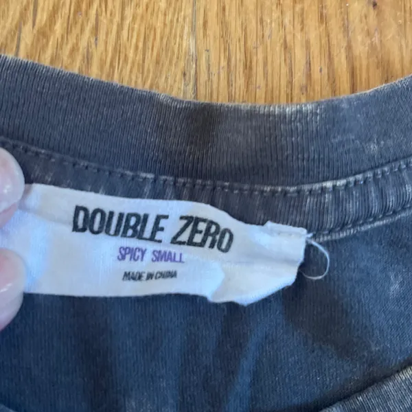 Double Zero Cropped L/S Black Tie-Dyed Tee, Size S - Image 2