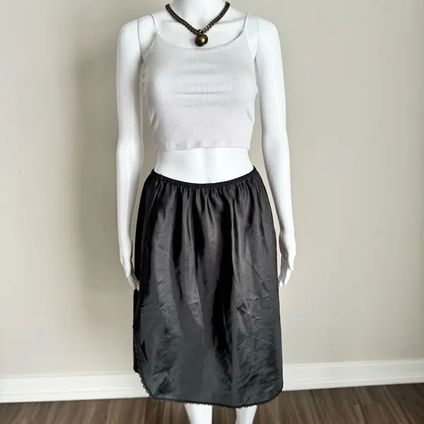 Vintage Warners Lace Half Slip Satin Black XL - Image 6