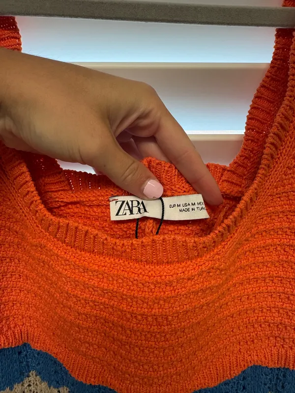 Zara crochet dress orange and blue - Image 3