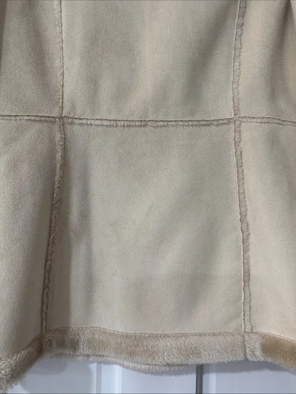 Vintage Mudd 90s Tan Faux Sued Fur Winter Teddy Coat Jacket Size M - Image 9
