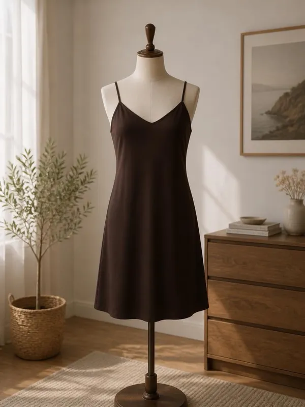Chocolate Brown Cami Mini Dress | Size S - Image 2