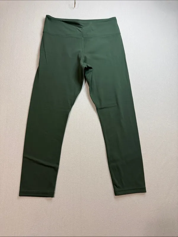 Zyia High-Waist Forest Green Leggings with Subtle Logo - Image 3