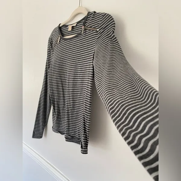 Michael Kors Striped Zip Top Granola Girl Downtown Casual‎ Y2K Grunge Normcore - Image 4