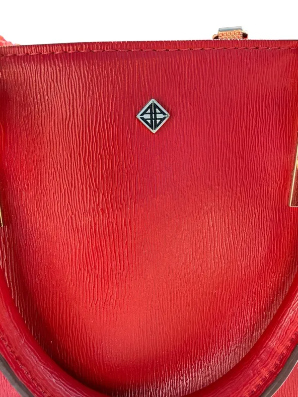 Antonio Melani Red Structured Faux Leather‎ Tote Handbag Top Handle Shoulder Bag - Image 7