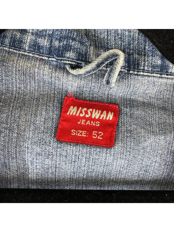Misswan Womens Denim Jacket Embroidered Butterflies Floral Vintage Y2K US L - Image 4