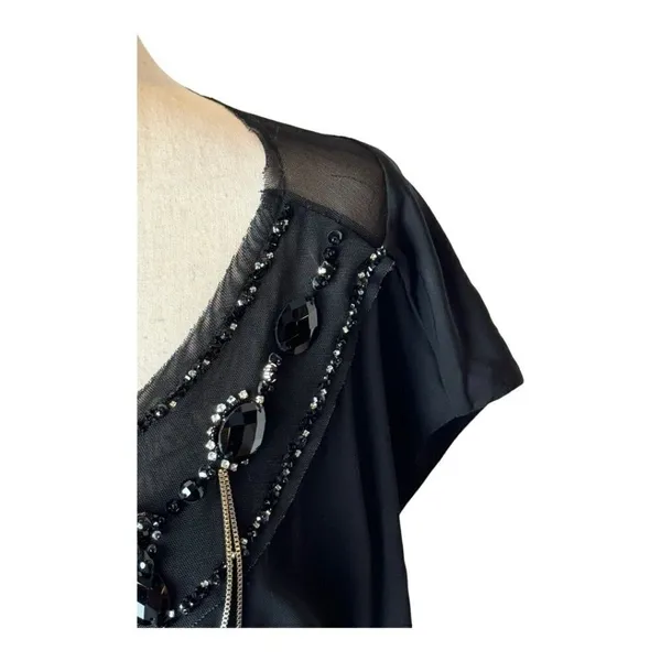 Alice + Olivia Beaded Jeweled Neck Dress Women Small Black Mini‎ Whimsigoth Goth - Image 7