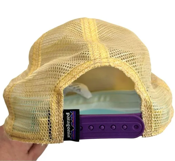 Patagonia Rope Mesh 5 Panel Pastel Trucker Snapback Hat Cap OS Fitzroy Mountains - Image 7