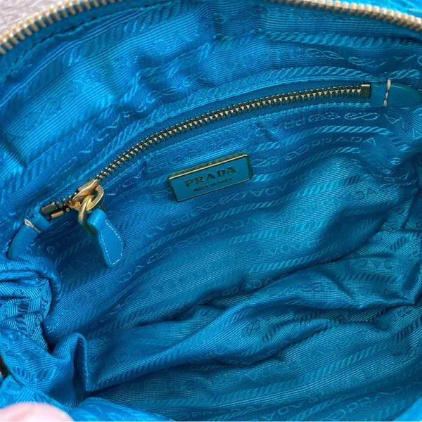 Prada Blue Tessuto Gaufre Crossbody - Image 8