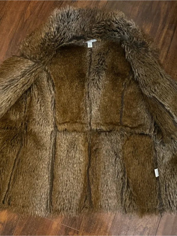 Fever London brown faux-suede and faux-fur Vest Size Medium - Image 4