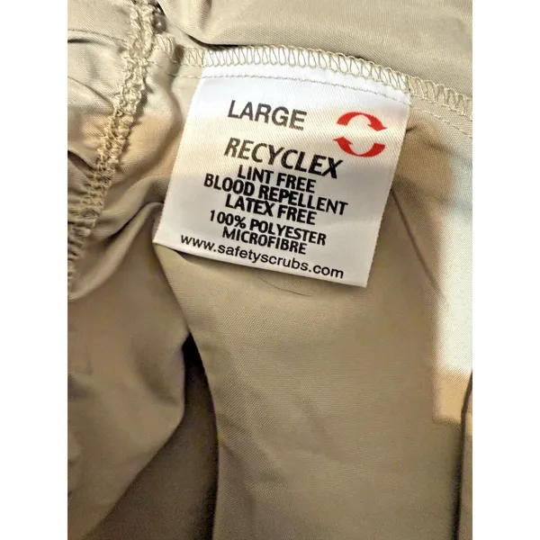 Beige Scrub Work Pants L Blood Resistant Latex Free 30" Inseam Pockets New - Image 3