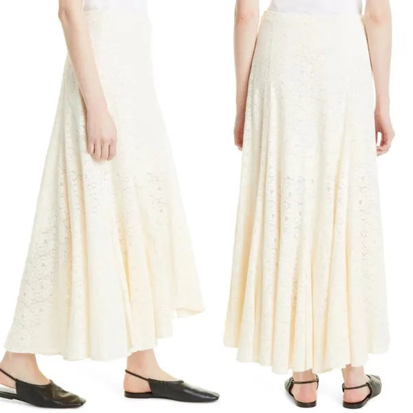 Rebecca Taylor • Lace Maxi Skirt cream New Ivory flowy slit crochet beach summer - Image 16