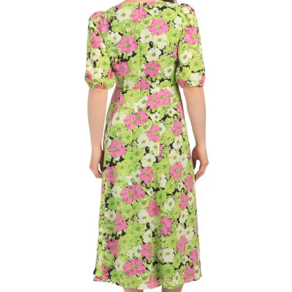 NWT WAYF X Nordstrom FLORAL PUFF SLEEVE MIDI DRESS Green Multi Small - Image 3